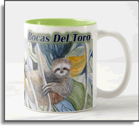 Coffee Mug Sloth Island Bocas Del Toro -Island Art Bocas